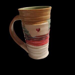 Montana Handcrafted Pottery Mug With Heart Cutout 3 Dimensional Rustic Earthy